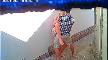 Cctv camera caught couple fucking outside public restaurant